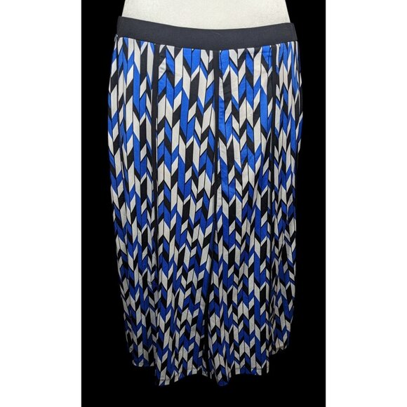 NYCC Blue White And Grey Geometric Print Skirt - Picture 1 of 5